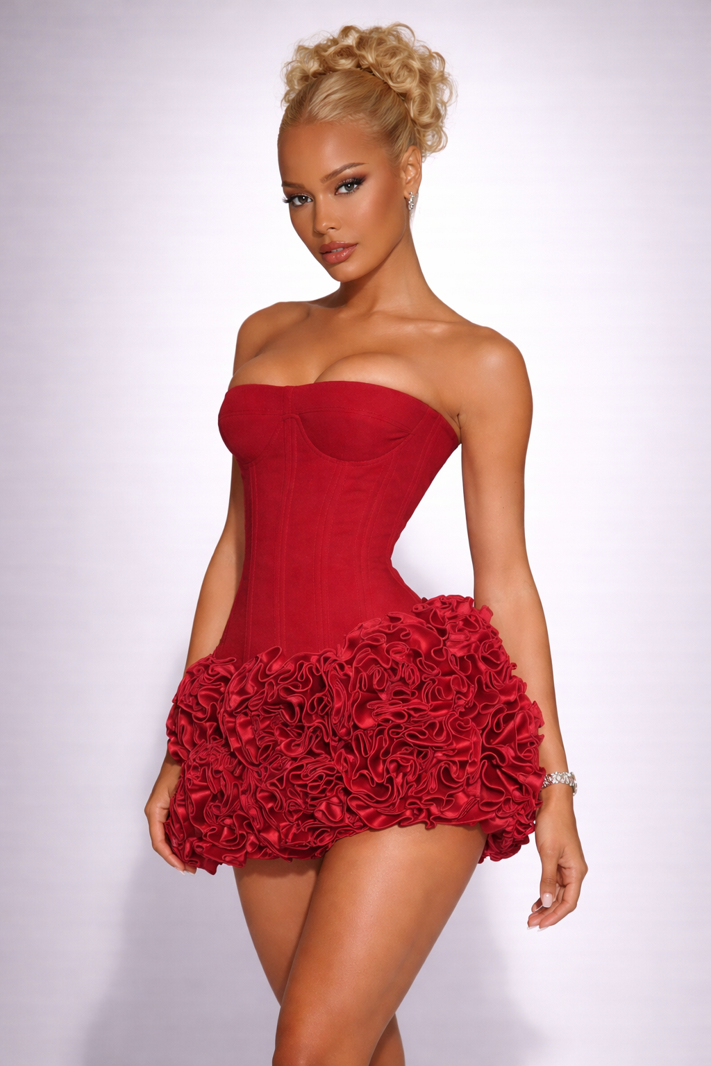 Crimson Rose Royale Corset Mini Dress