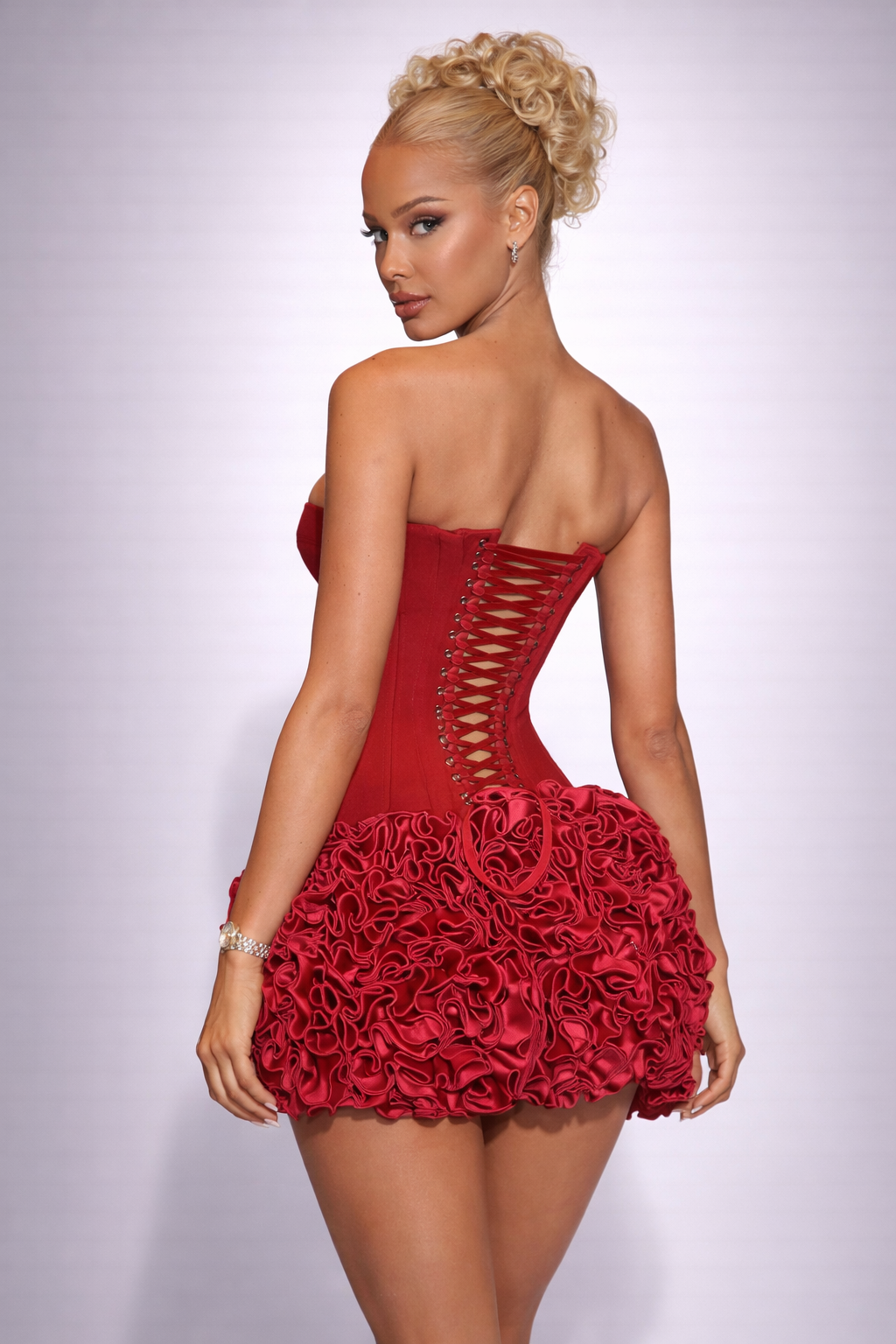 Crimson Rose Royale Corset Mini Dress