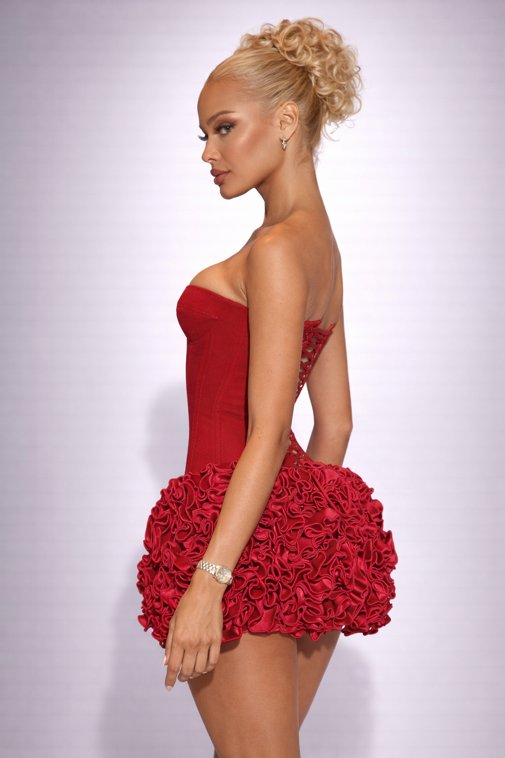 Crimson Rose Royale Corset Mini Dress