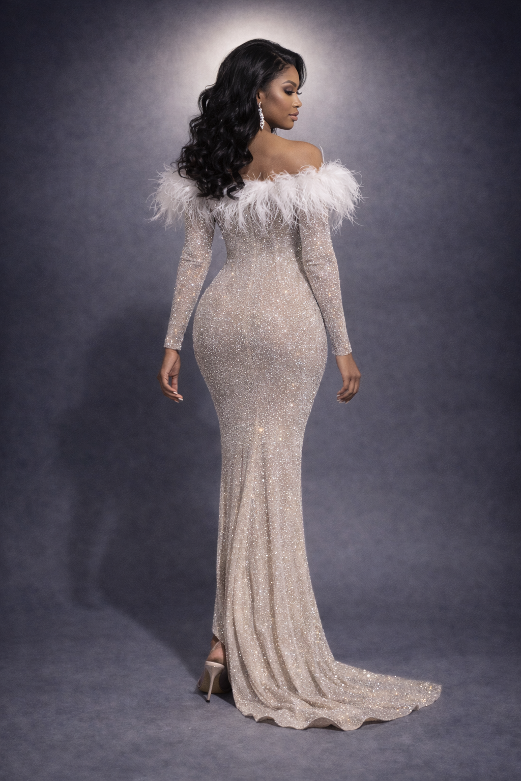 Empress Lumière Crystal Feather Gown