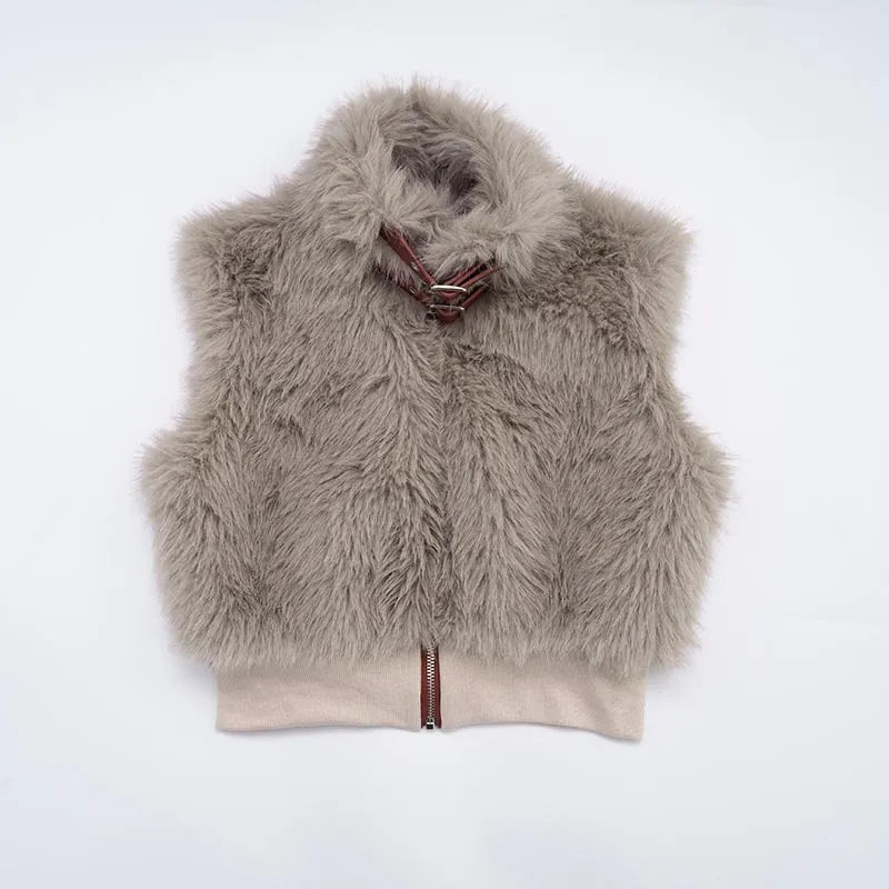 Royal Frost Cropped Fur Vest