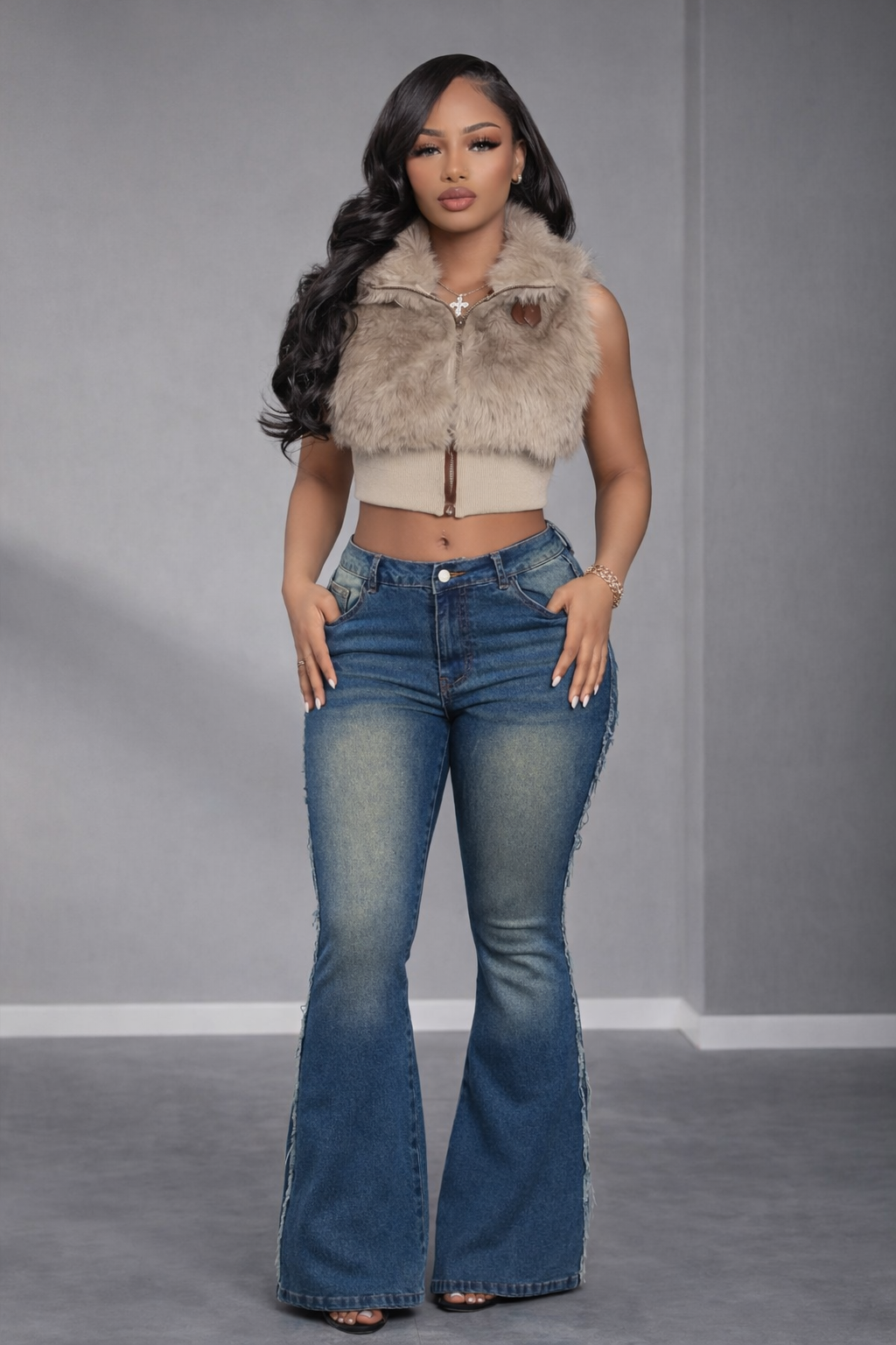 Royal Frost Cropped Fur Vest