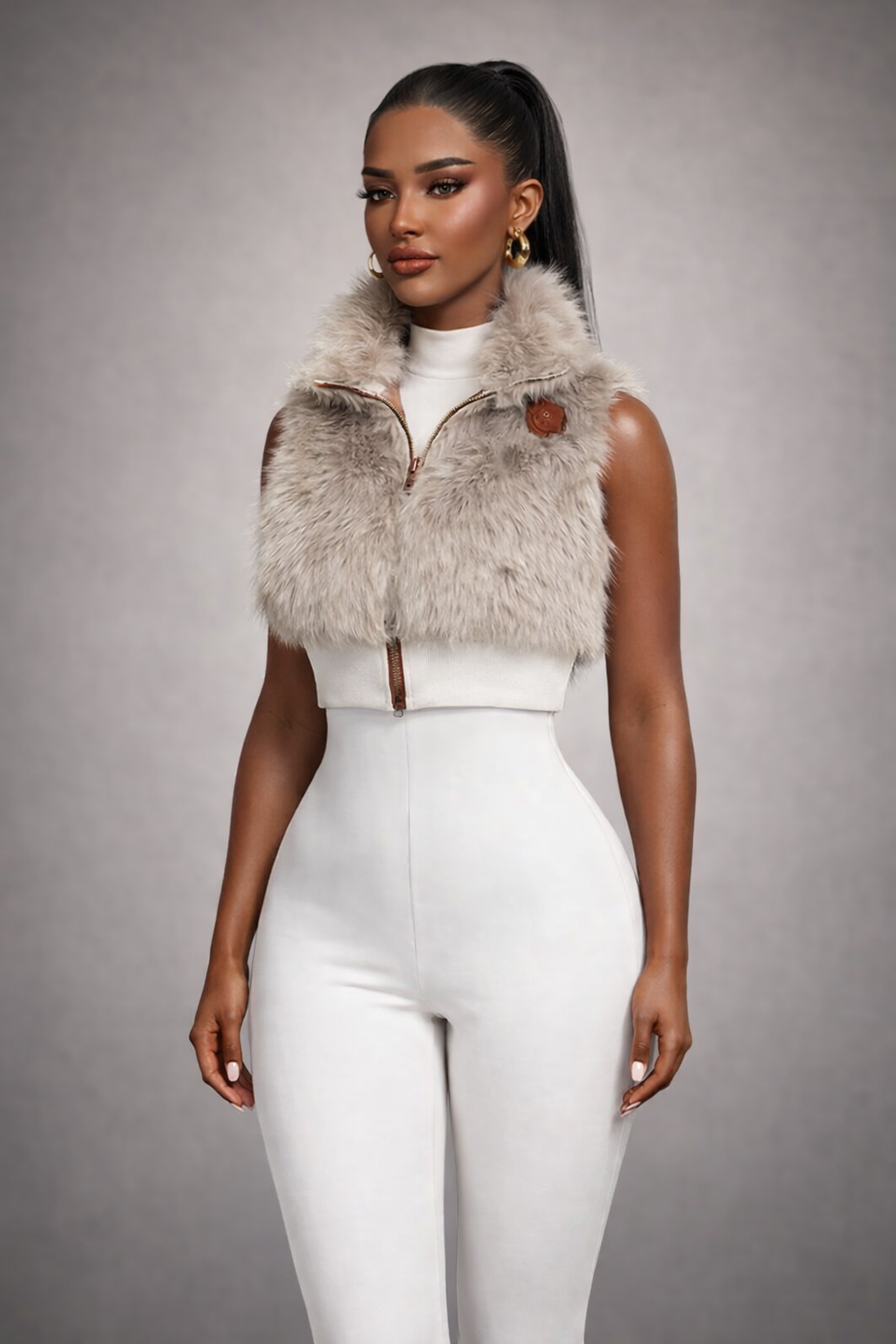 Royal Frost Cropped Fur Vest