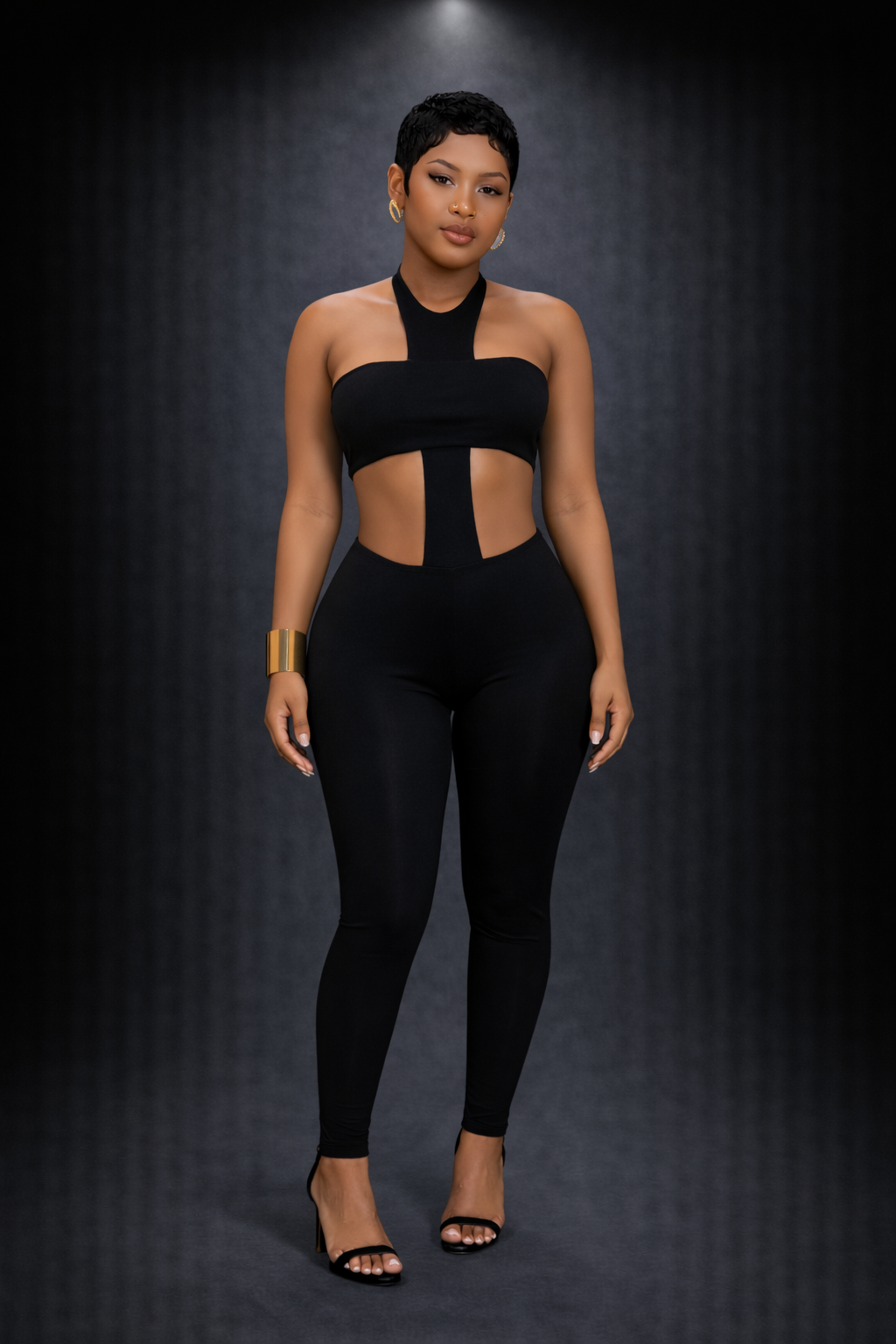 Midnight Sculpt Halter Jumpsuit