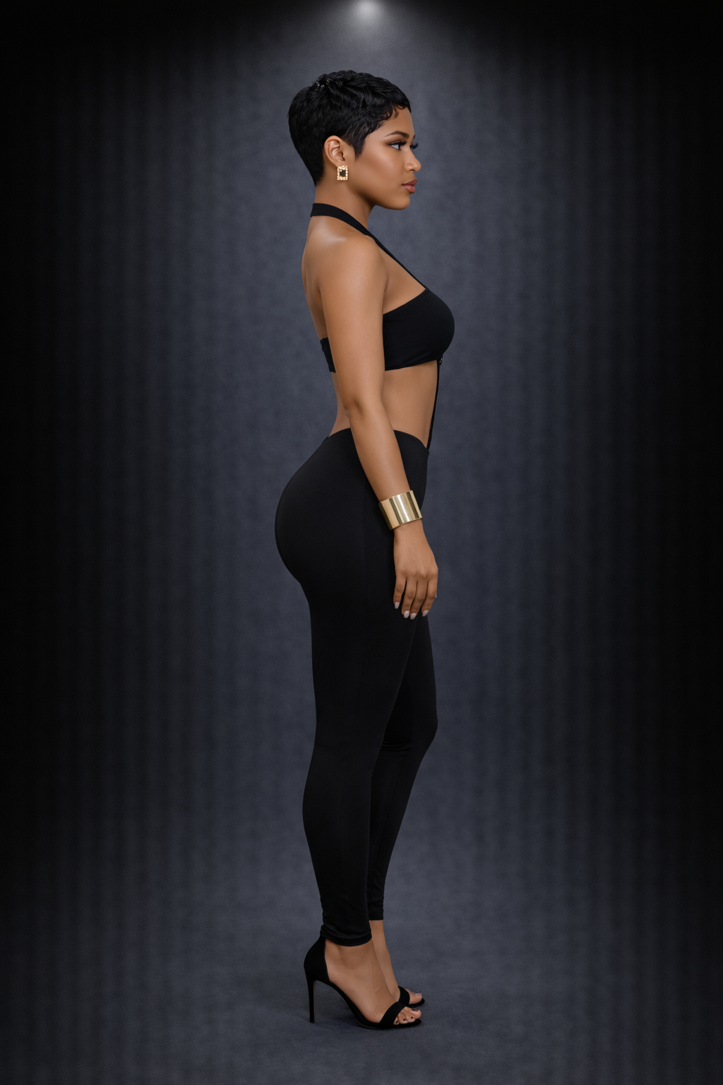 Midnight Sculpt Halter Jumpsuit