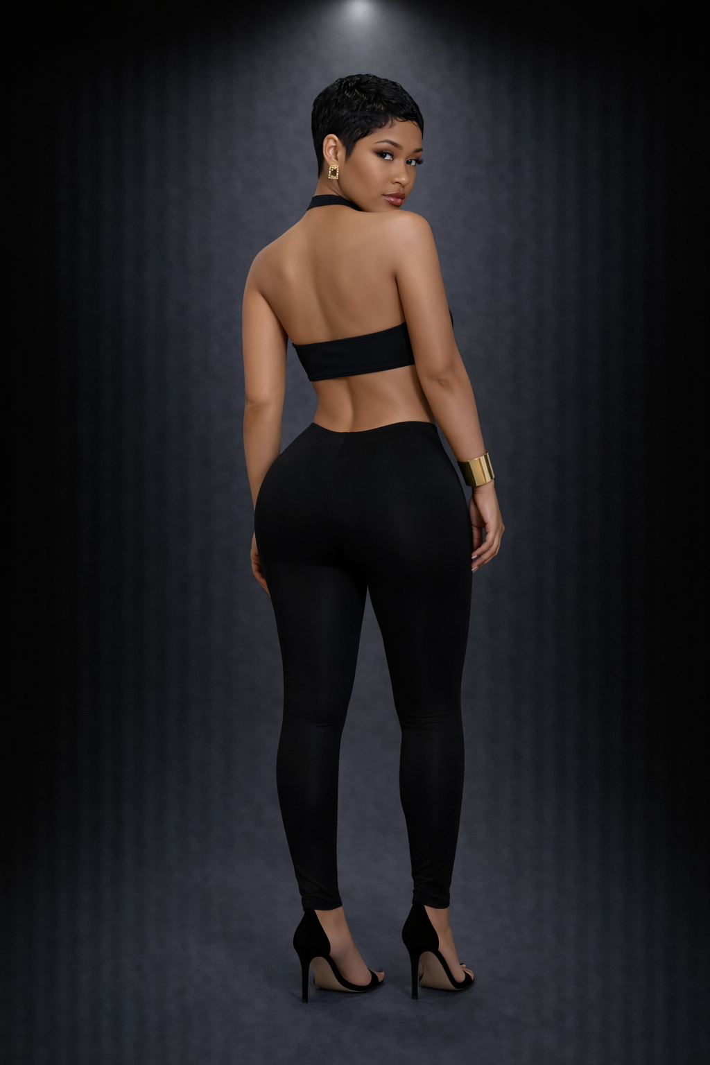 Midnight Sculpt Halter Jumpsuit