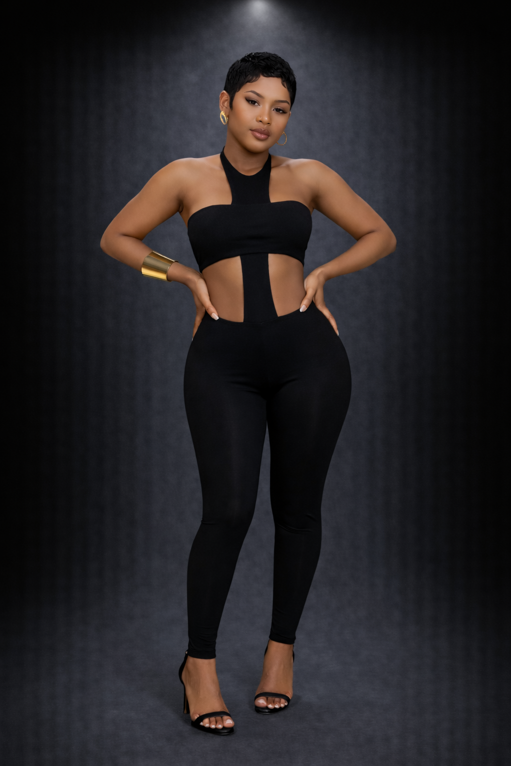 Midnight Sculpt Halter Jumpsuit