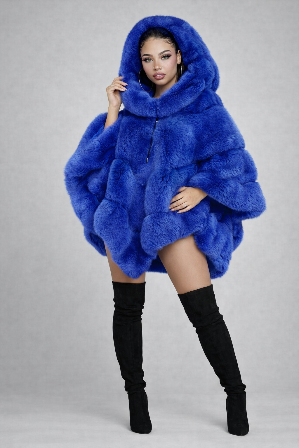 Sapphire Empress Luxe Fur Cloak