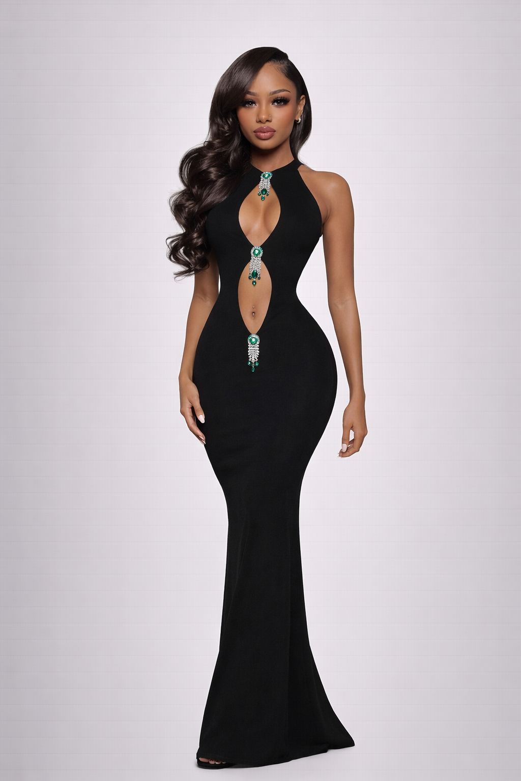 Regal Siren Jeweled Keyhole Gown