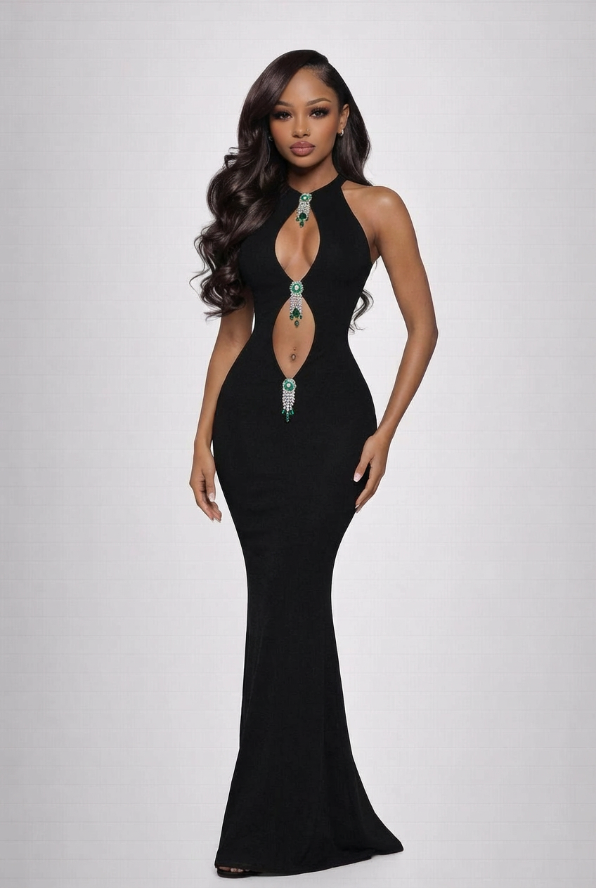 Regal Siren Jeweled Keyhole Gown